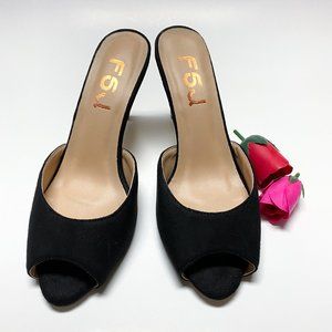 FSJ Peep Toe High Stiletto Heel Slide Mule Sandals